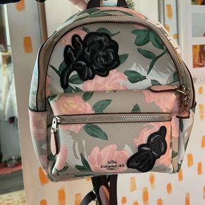 Coach Floral Patch Mini Backpack in Pink, Green, Black